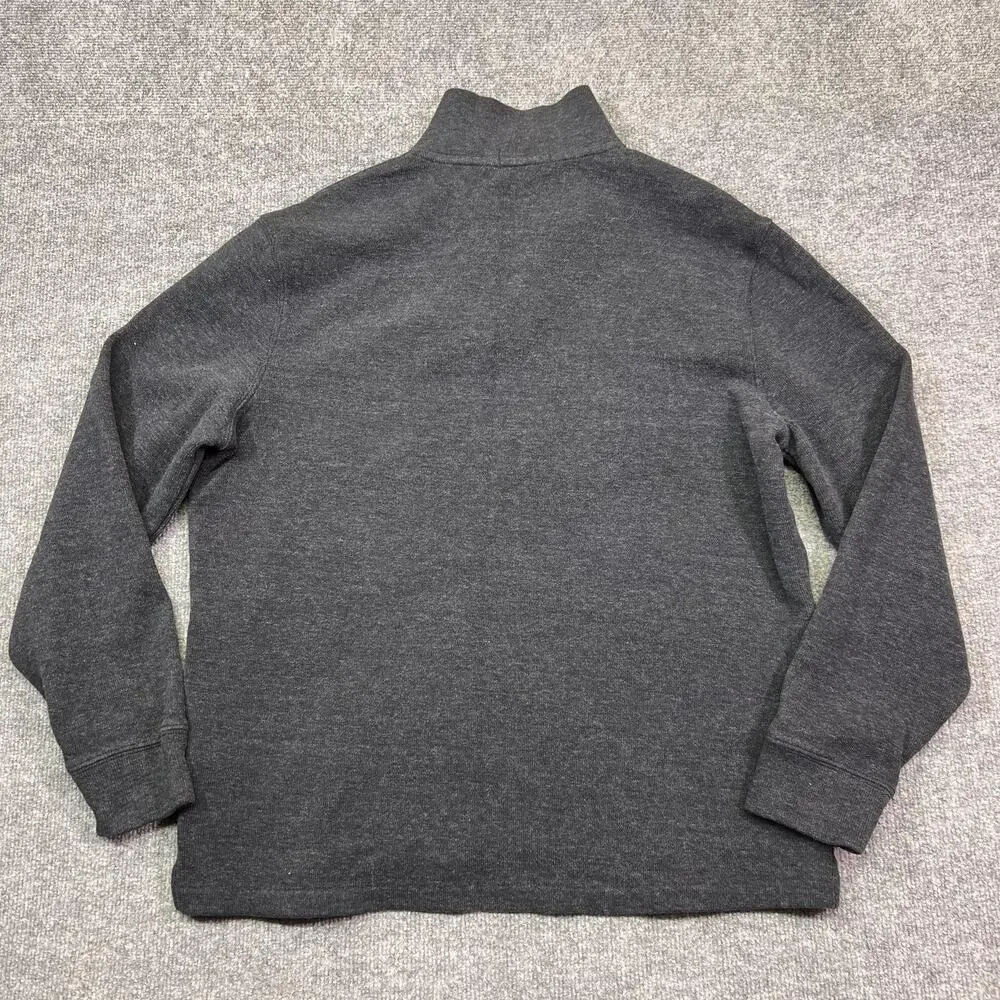 Polo Ralph Lauren Sweater Mens Large Gray Cotton 1/4 Zip Mock Neck Pullover Logo